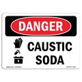 Signmission Safety Sign, OSHA Danger, 10" Height, 14" Width, Aluminum, Caustic Soda, Landscape, 1014-L-1058 OS-DS-A-1014-L-1058